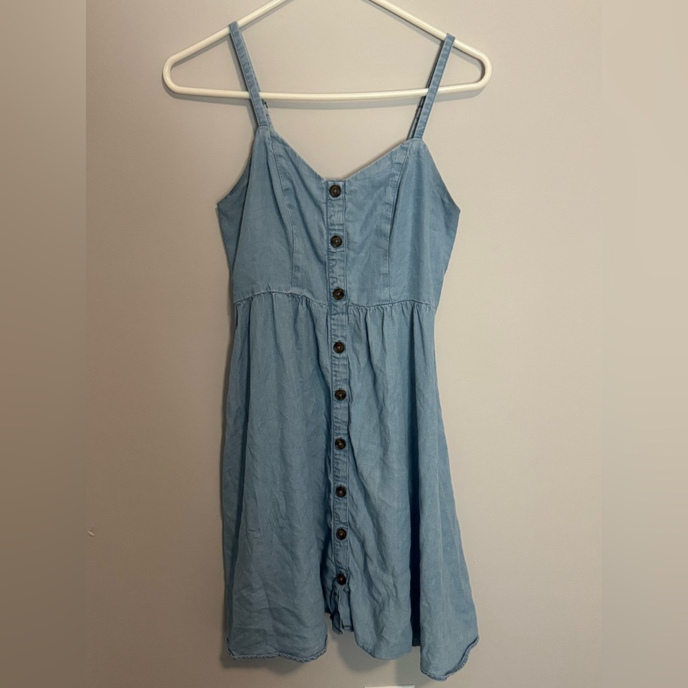 Old Navy Women’s Faux Denim Button Down Dress Size S Coastal Cowgirl Beachy Midi
